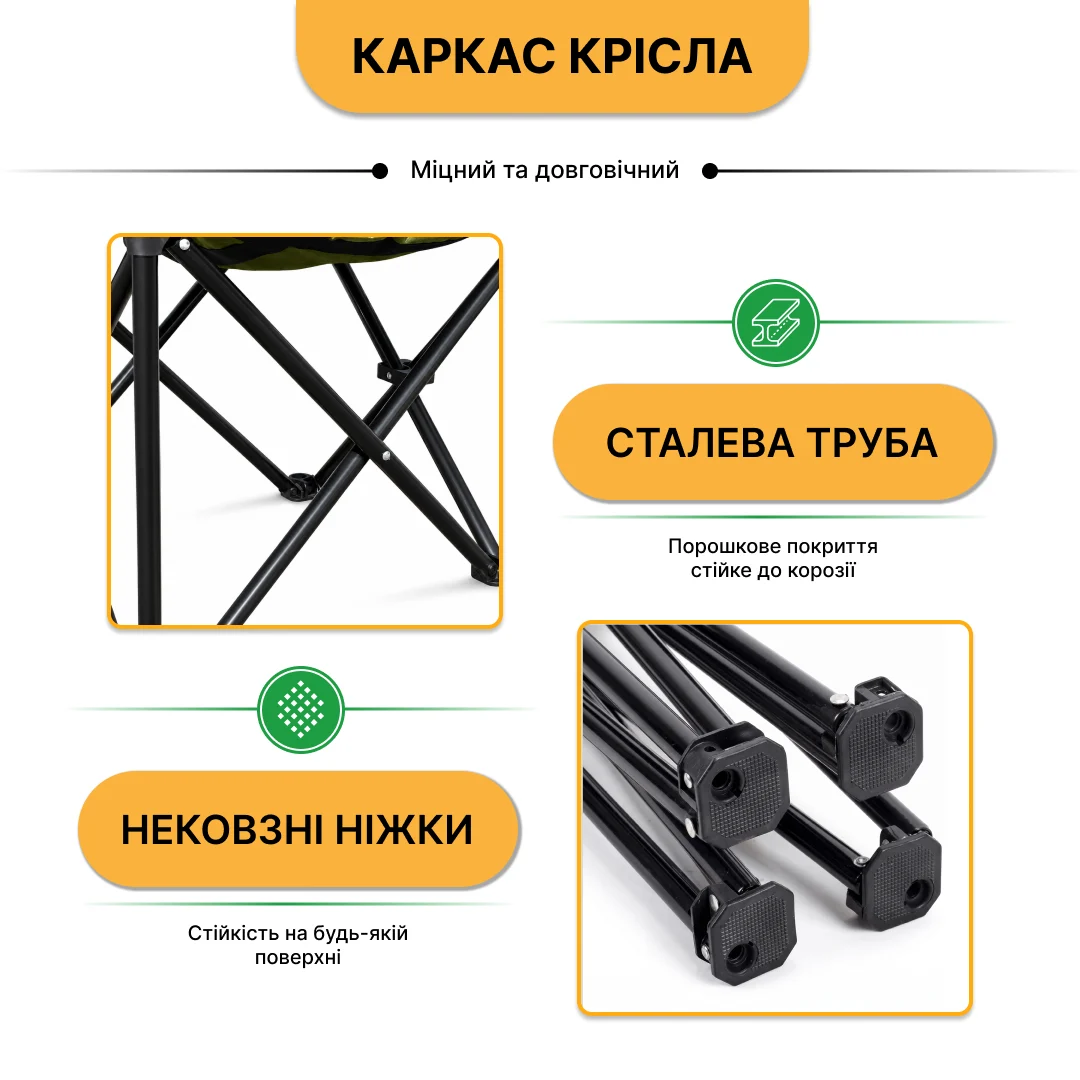 Розкладне туристичне крісло LEOBRO Honor XL Comfort 60x60x104 см Поліестер Чорний 7,2 кг