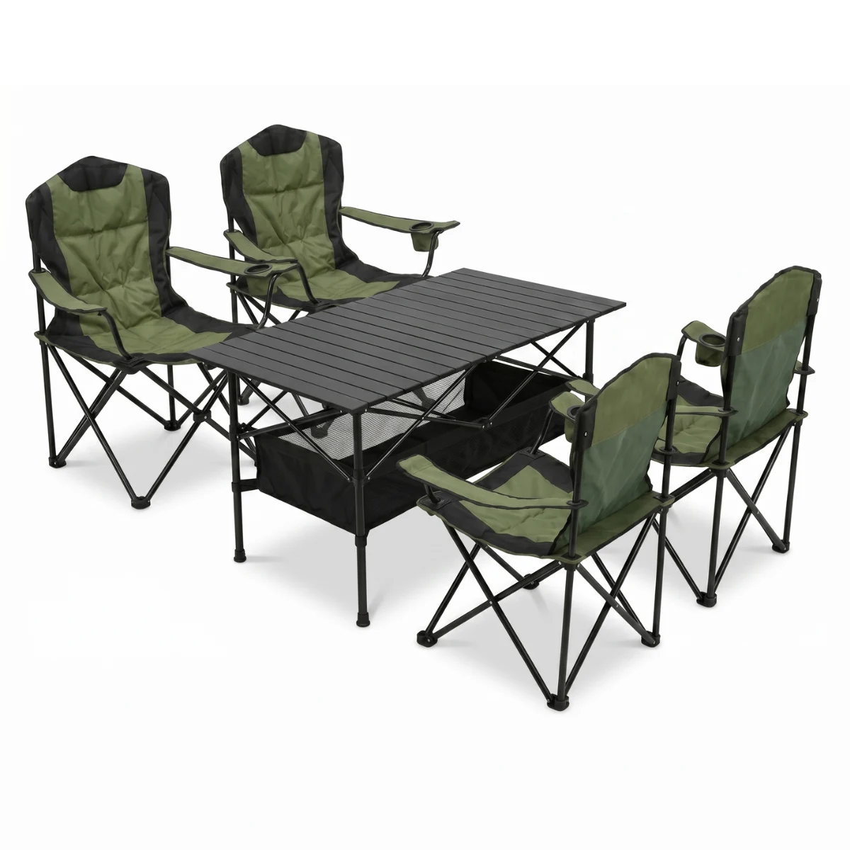 Комплект туристичний стіл LEOBRO 93x55x50 см чорний + 4 крісла Honor XL Comfort