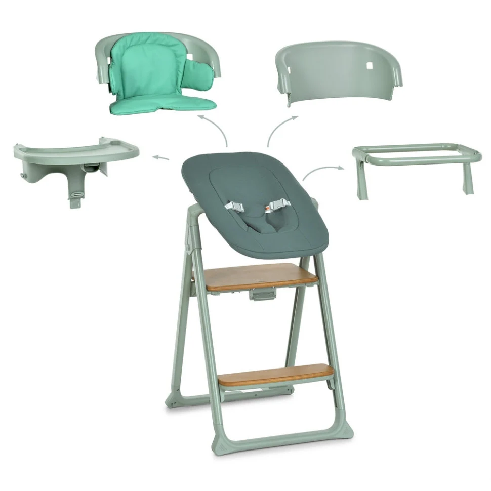 Стільчик для годування 4 в 1 GROWEE ME 1222 60х52х90 см еко-шкіра Sage Green