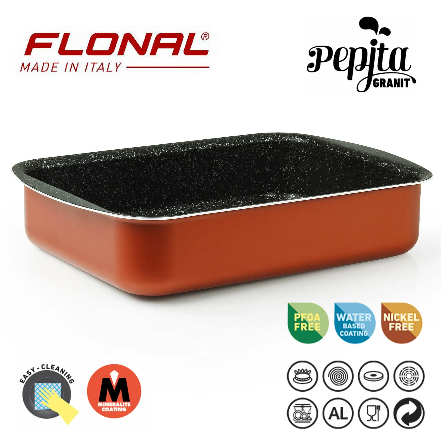 Форма для випікання Flonal Pepita Granit 35х25 см алюмінієва червона