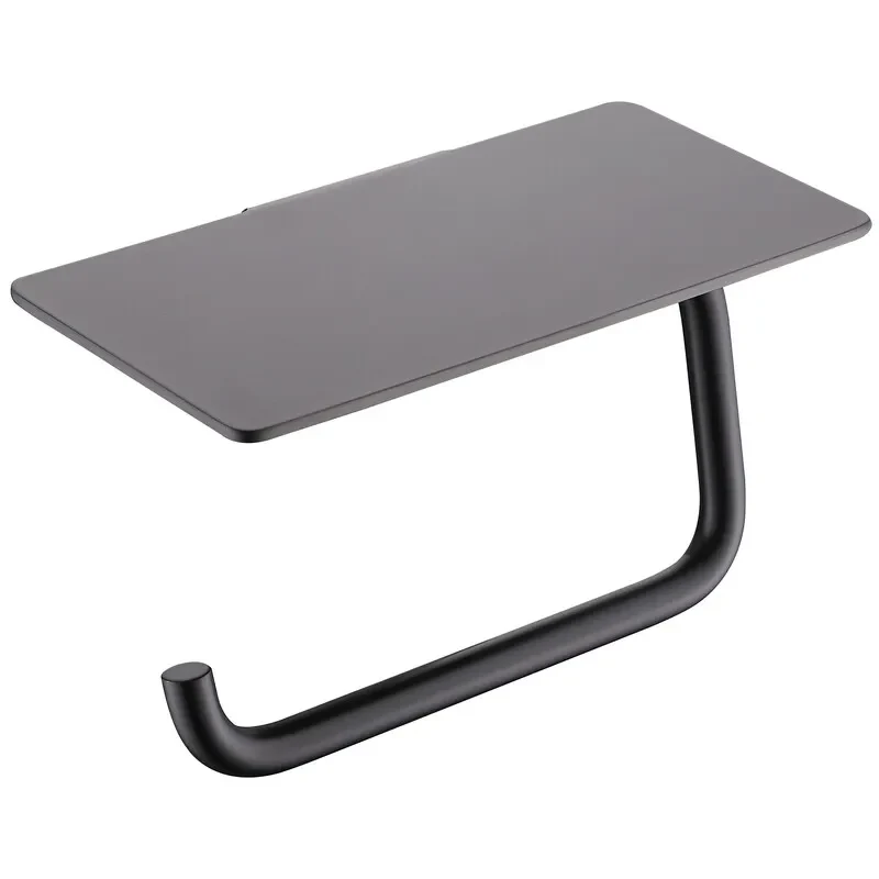 Тримач для туалетного паперу настінний з полицею 23х14х10 см пластик графіт Koer AS-0112-07