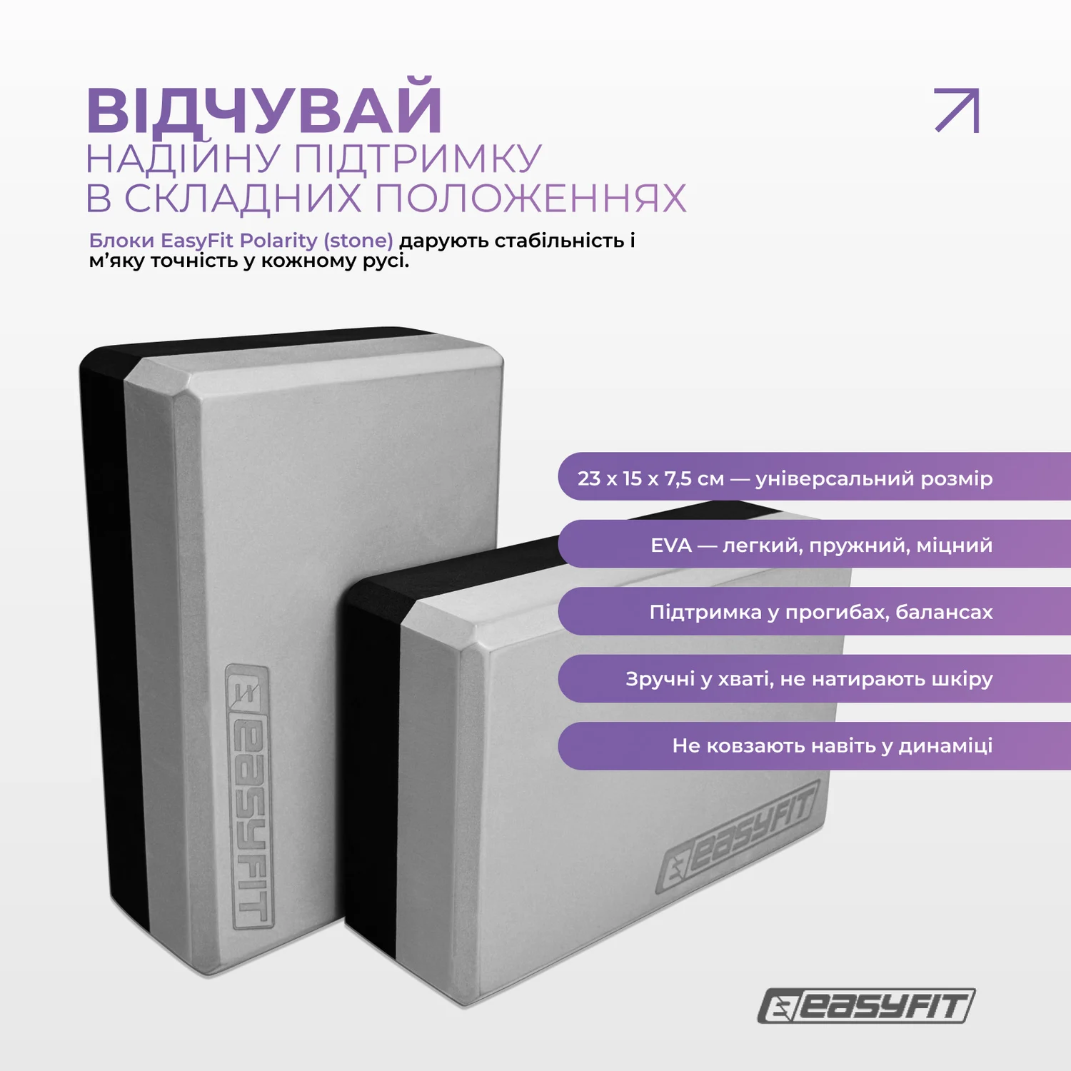 Набір для йоги EasyFit Polarity Set PRO 183х61х0,6 см TPE Stone