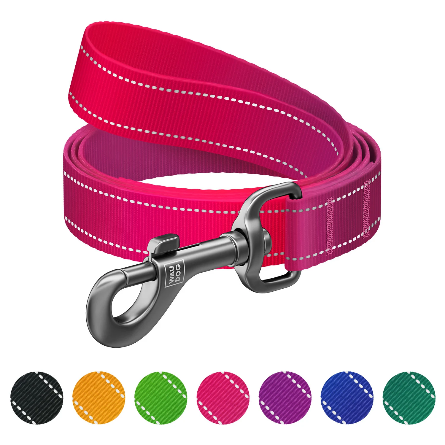 Повідець WAUDOG Nylon Mono світловідбивний 15 мм x 300 см нейлоновий рожевий