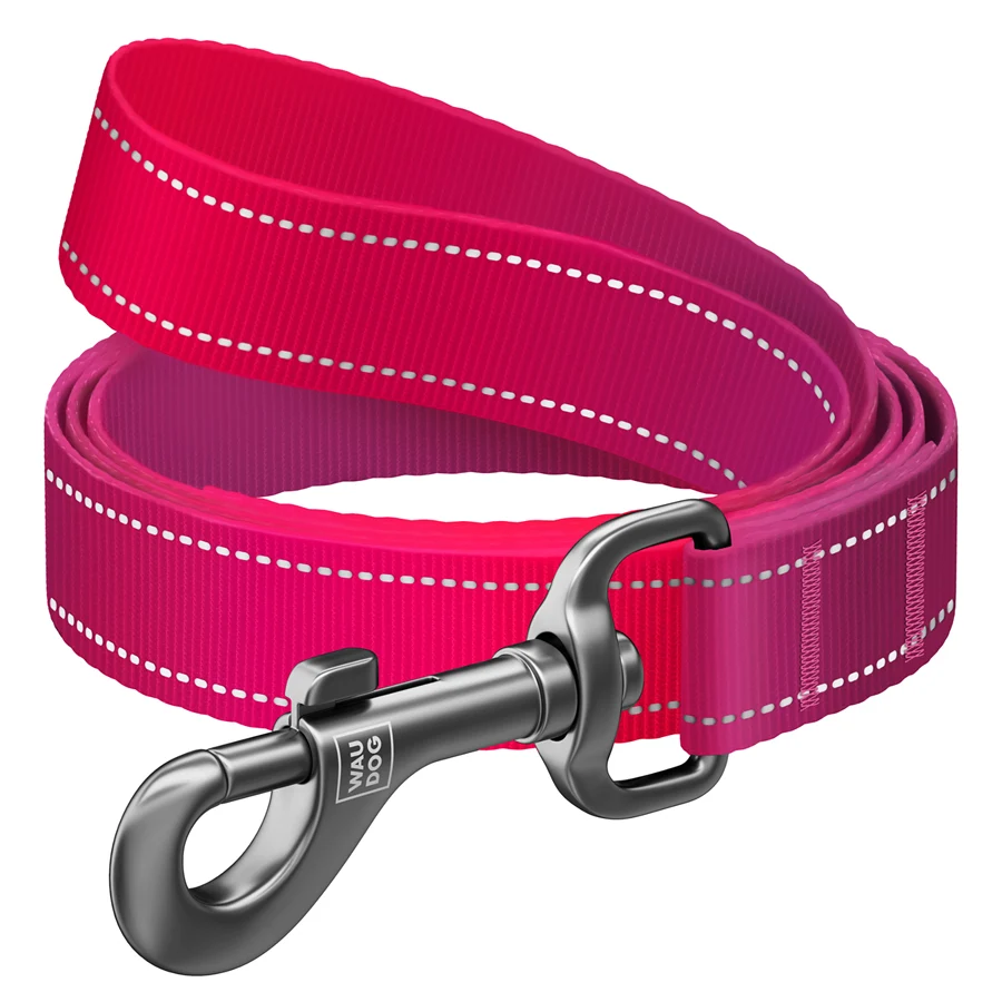 Повідець WAUDOG Nylon Mono світловідбивний 15 мм x 300 см нейлоновий рожевий