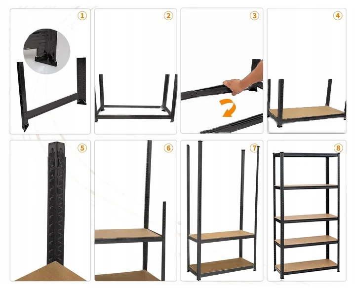 Стеллаж металевий LEOBRO Premium Black 180х90х30 см 5 полиць МДФ чорний