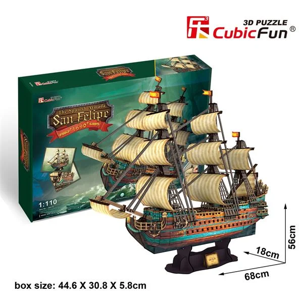 3D пазл CubicFun Іспанська Армада Сан Феліпе 248 деталей картон 68х18х56 см