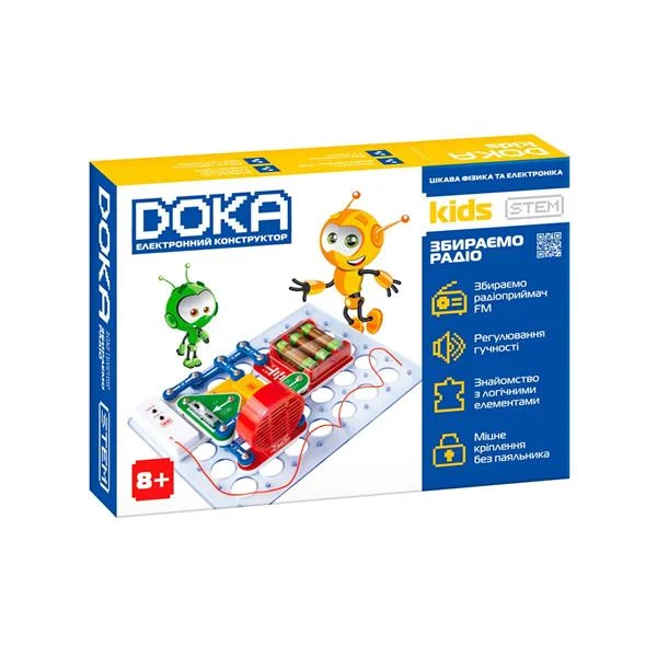 Електронний конструктор Doka D70703 FM-радіо без паяння пластик 19 деталей