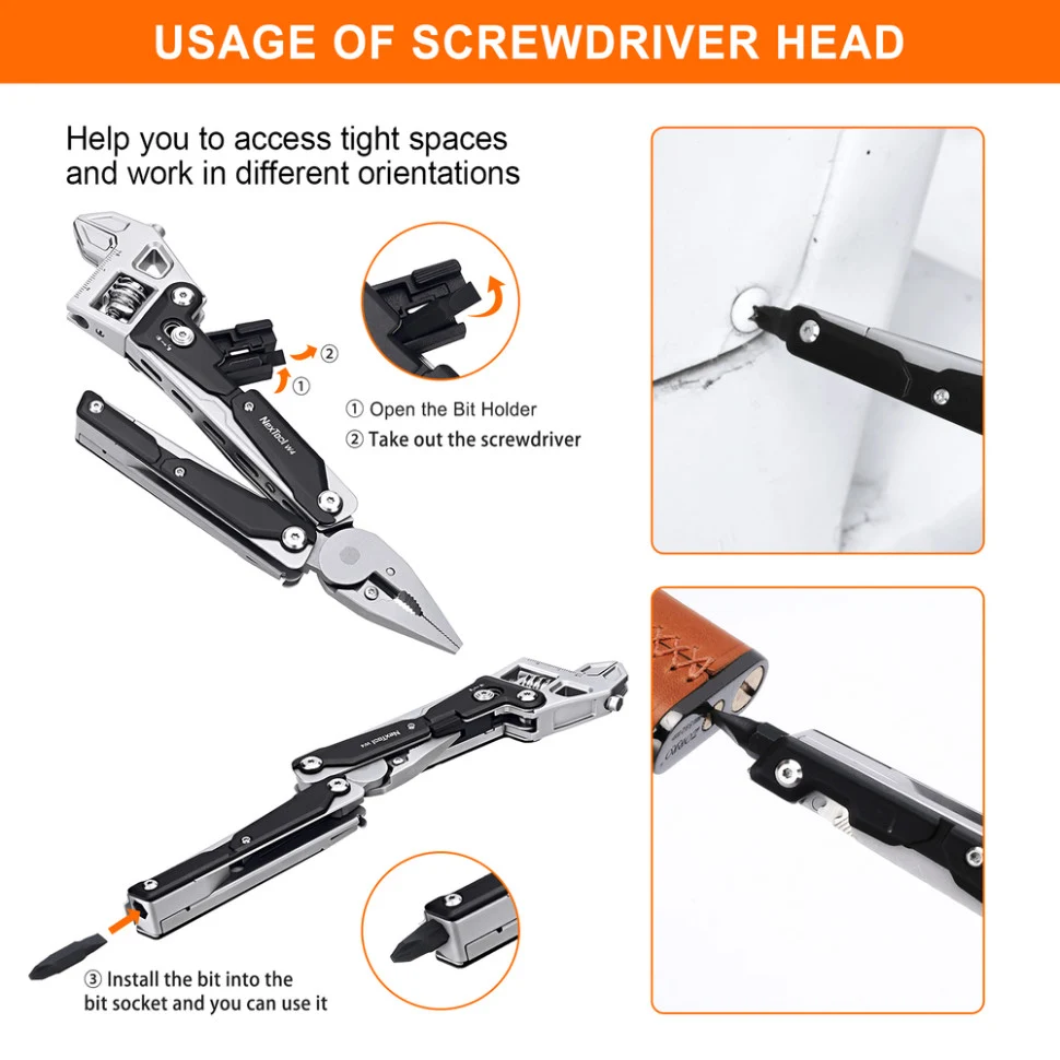 Мультитул NexTool Wrench W4 13 функцій нержавіюча сталь 152,6х49,9 мм сірий