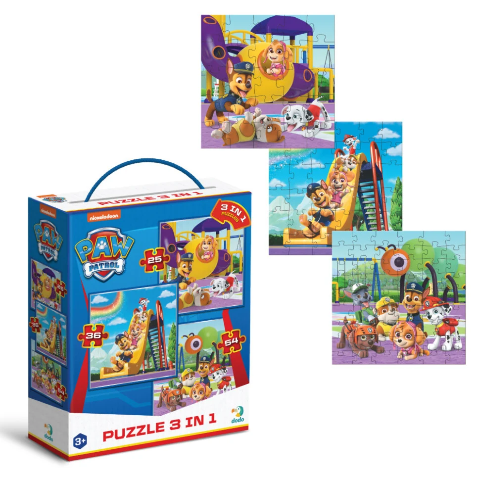 Пазл 3в1 Ігрова площадка Paw Patrol 25 36 54 елементи картон 20х20 см
