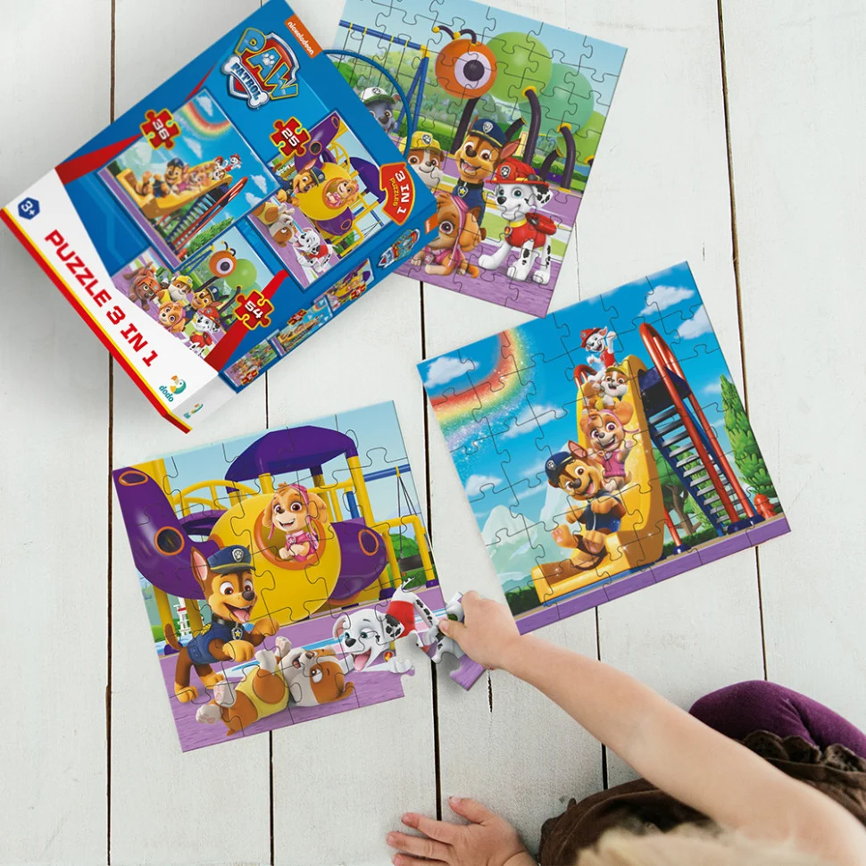 Пазл 3в1 Ігрова площадка Paw Patrol 25 36 54 елементи картон 20х20 см