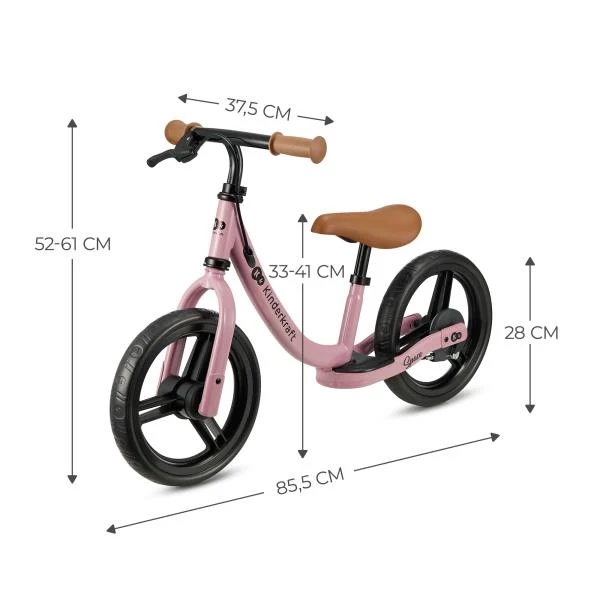 Беговел Kinderkraft Space 12" метал темно-рожевий для дітей 2-5 років 3,6 кг