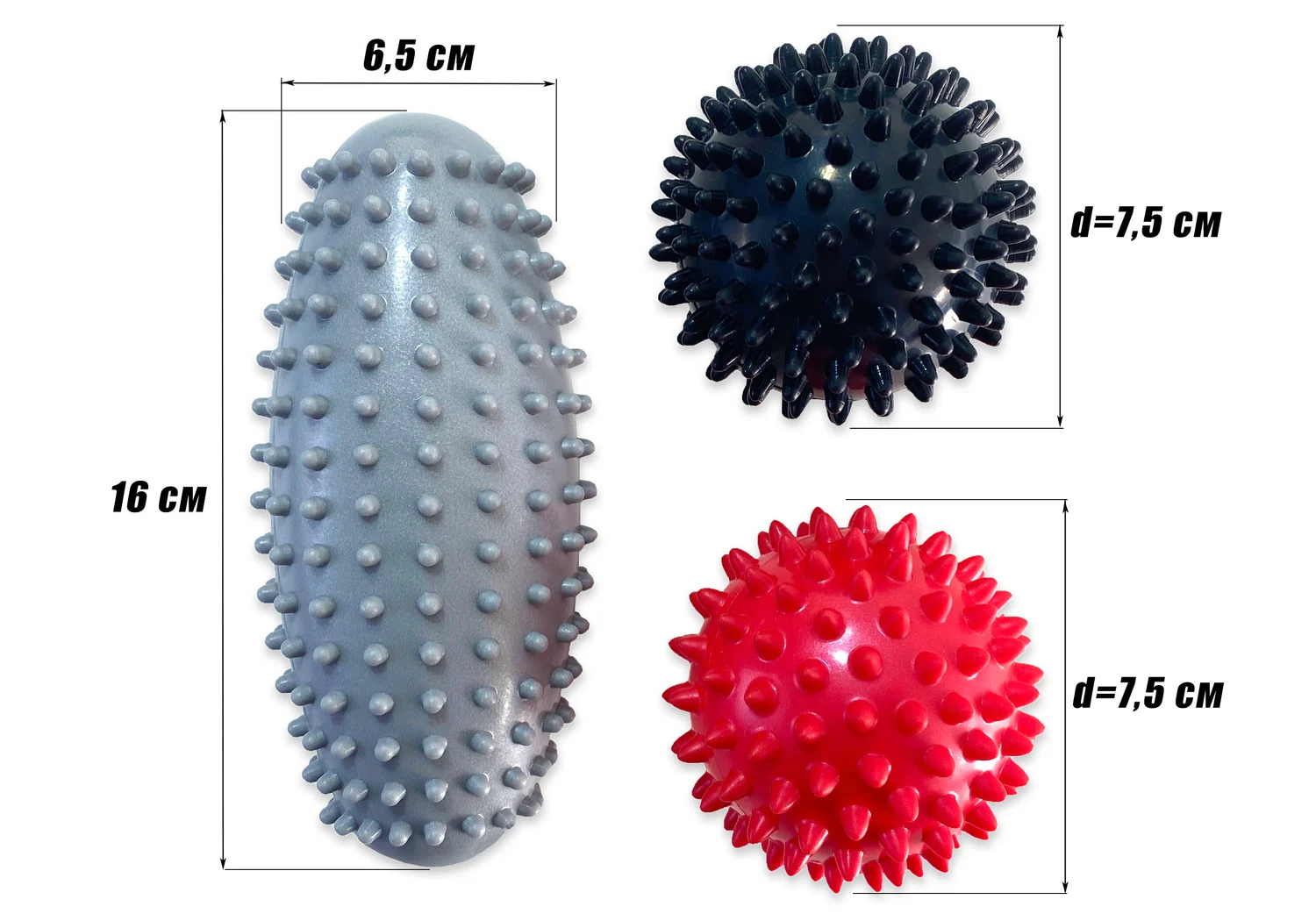 Набір масажний EasyFit PVC Set-1 3 аксесуара ПВХ 7,5х16х6,5 см чорний червоний сірий