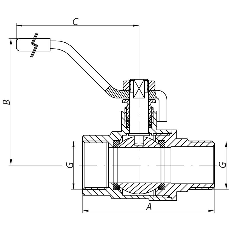 Кран кульовий 1/2" ГШР 16 Бар латунь хром 5,1x2,8x6,2 см
