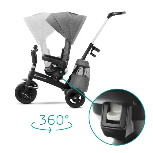 Триколісний велосипед Kinderkraft Easytwist 73x43x28,5 см магнієвий сплав сірий