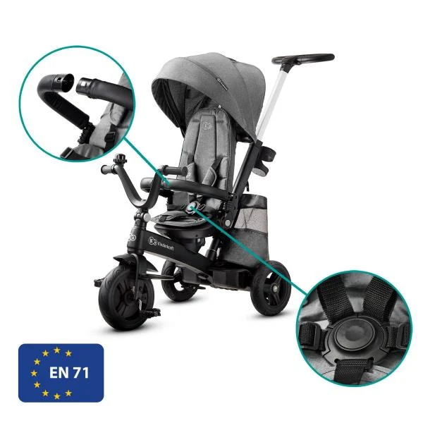 Триколісний велосипед Kinderkraft Easytwist 73x43x28,5 см магнієвий сплав сірий