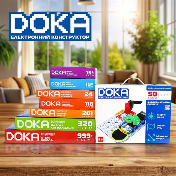 Електронний конструктор Doka Альтернативна енергія 50 схем пластик 26 деталей різнобарвний