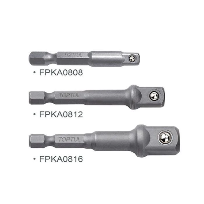 Переходники для шуруповерта TOPTUL GAAR0301 1/4" х 3/8", 1/4" х 1/2", 1/4" х 1/4" Хромованадієва сталь