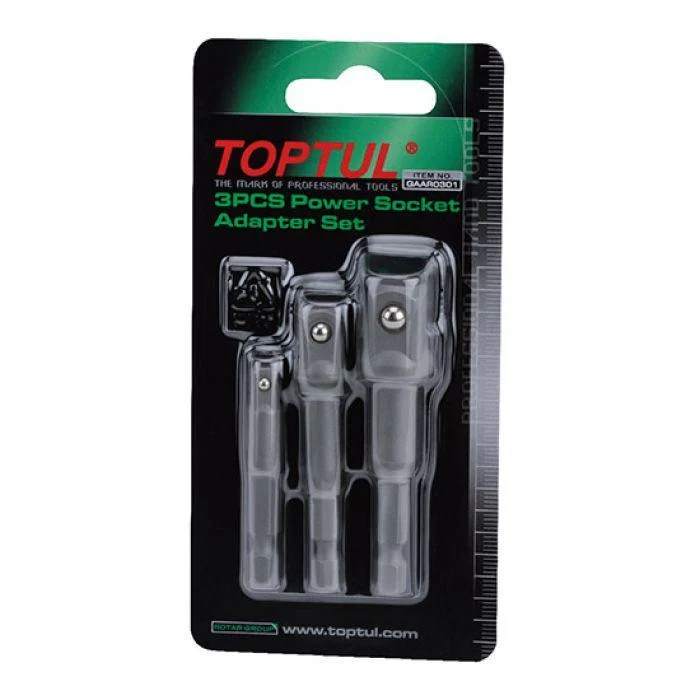 Переходники для шуруповерта TOPTUL GAAR0301 1/4" х 3/8", 1/4" х 1/2", 1/4" х 1/4" Хромованадієва сталь