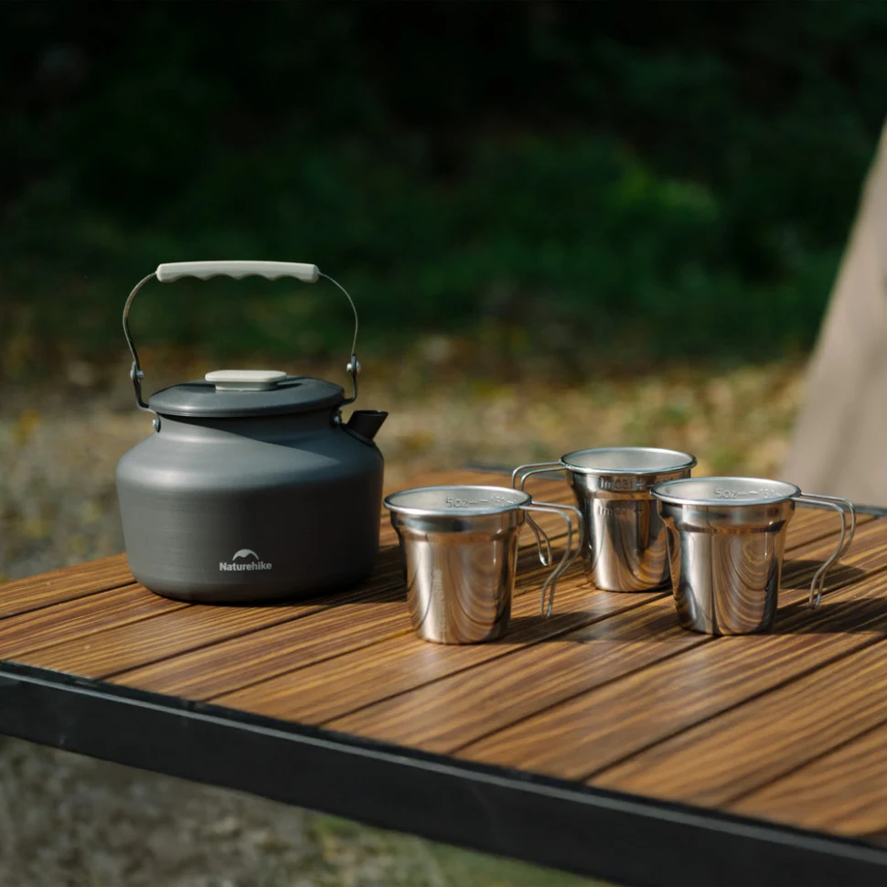 Кемпінговий чайник 1,4 л алюмінієвий сірий Naturehike CNK2450CF030