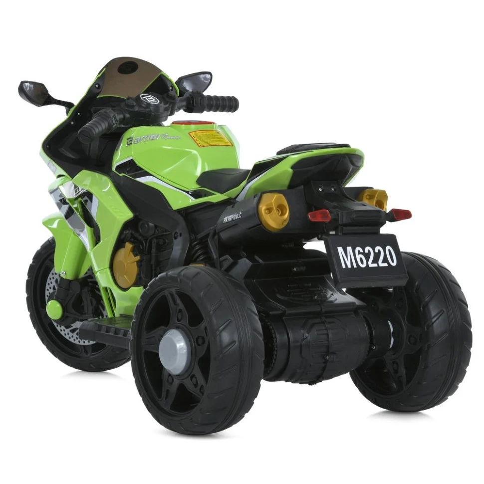 Детский электромобиль мотоцикл Bambi Racer M 6220ELR до 25 кг 92х50х57 см пластик черный