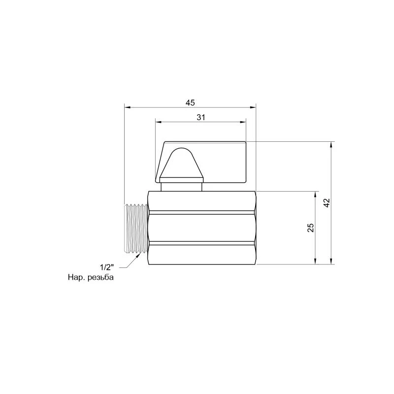 Кран кульовий Mini 1/2" латунь хромований запірна арматура SD188W15