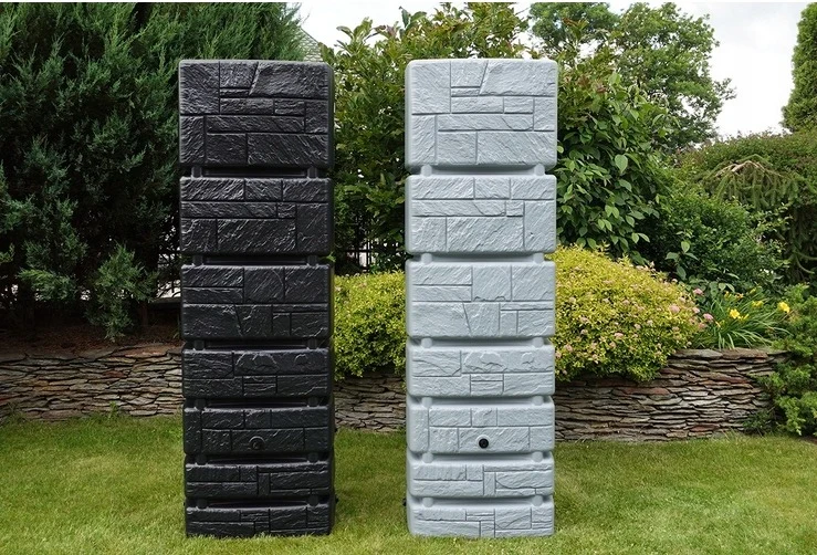 Резервуар для дощової води Prosperplast Tower Stone 350 л УФ-стабілізований пластик антрацитовий 575х384х1800 мм