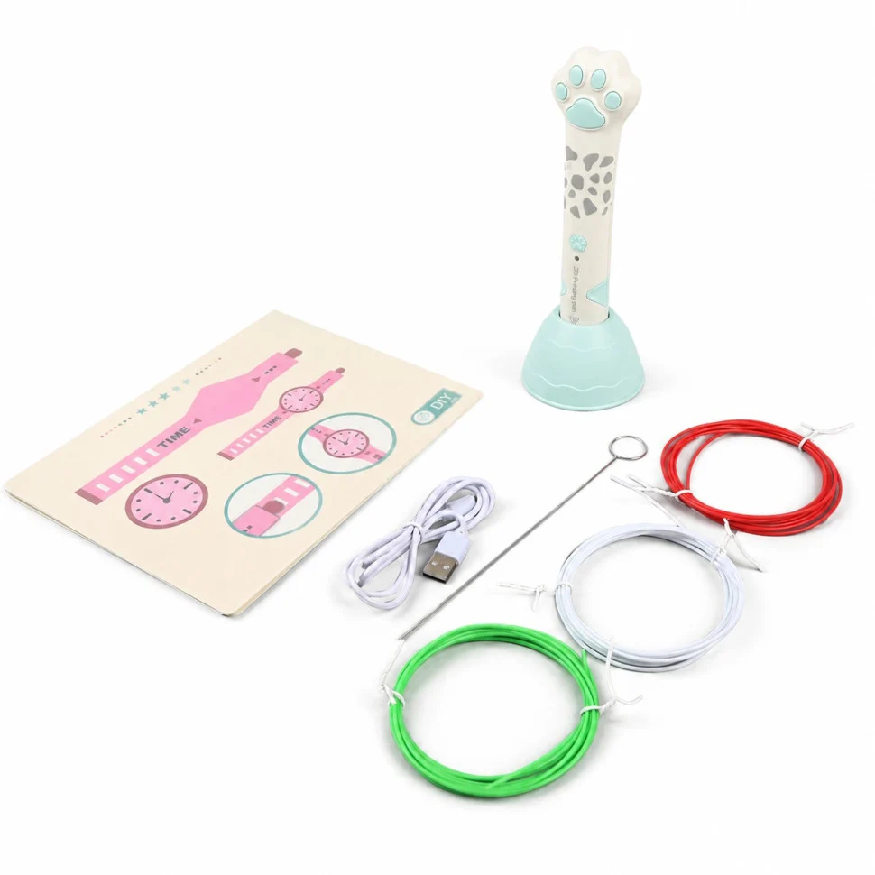 3D ручка XJ01-2 Лапка для творчості USB PLA-пластик 22х5х17 см блакитна