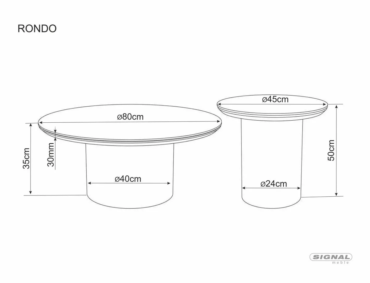 Журнальний столик RONDO 45х50 см MDF + кераміка білий глянець / дуб