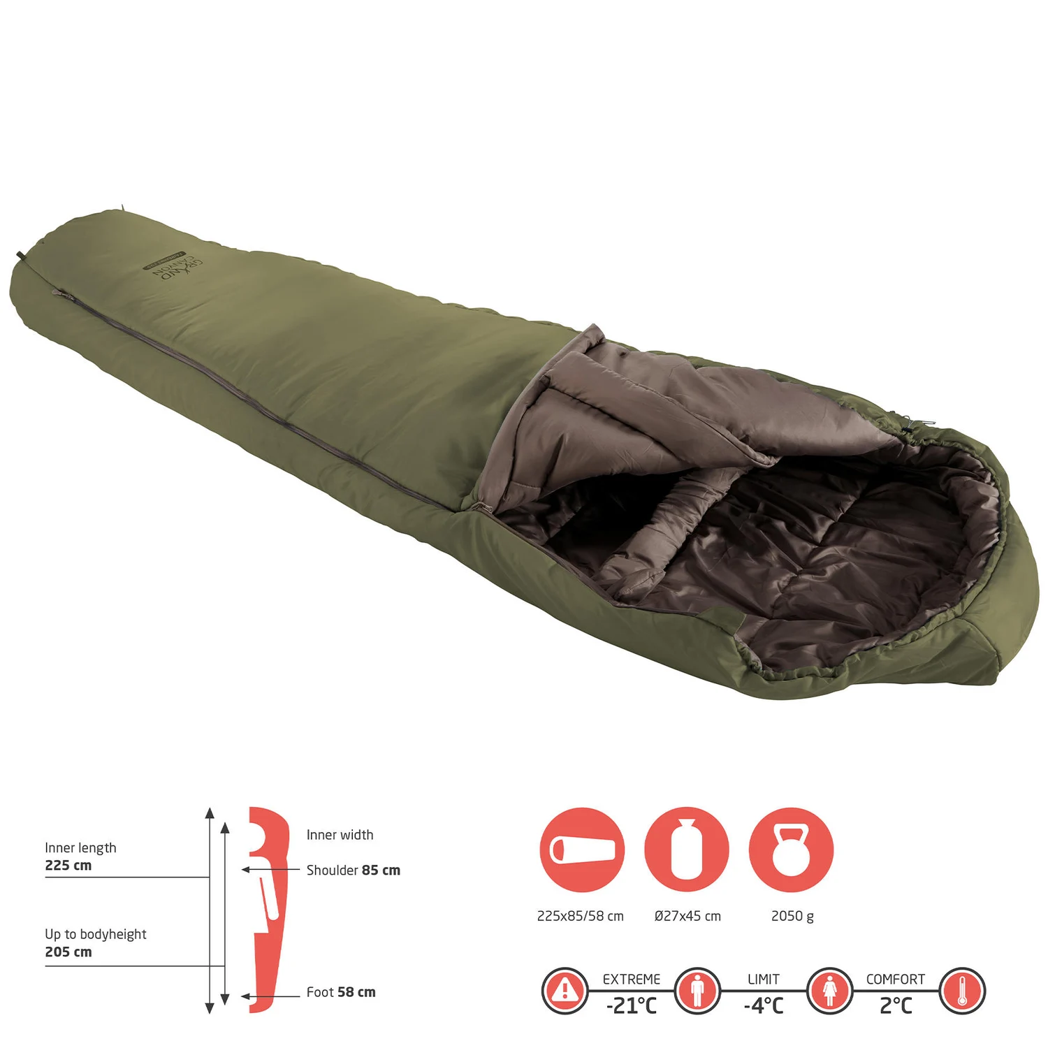 Спальний мішок Grand Canyon Fairbanks 205 -4°C Polyester Microfiber Capulet Olive