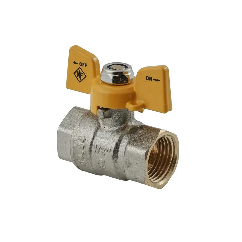 Кран кульовий Nolf NFC.712-06-1/2" латунь жовтий 1/2" FF ГГМ ручка "метелик"