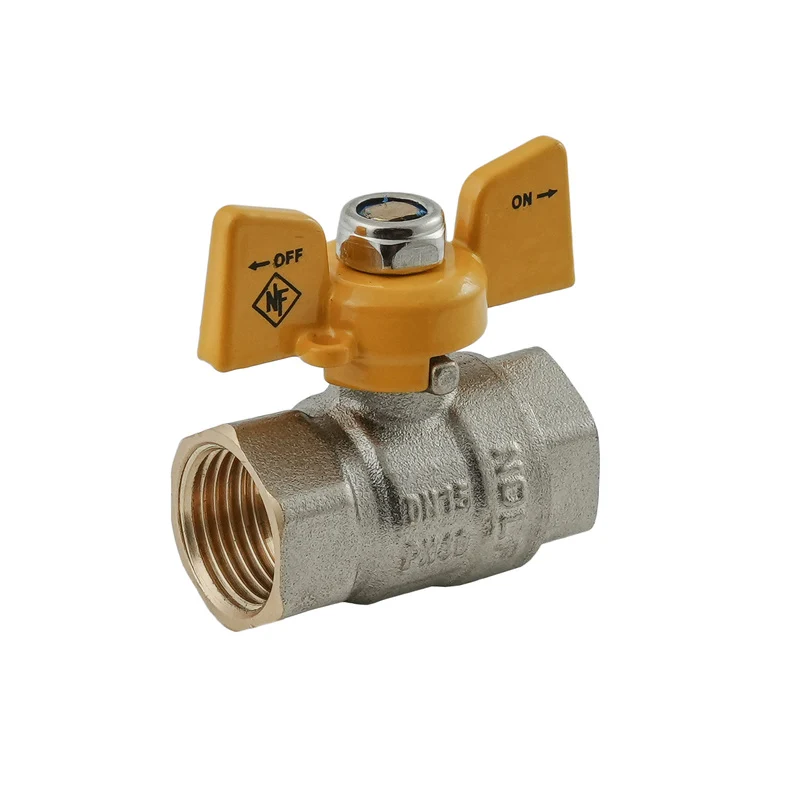 Кран кульовий Nolf NFC.712-06-1/2" латунь жовтий 1/2" FF ГГМ ручка "метелик"