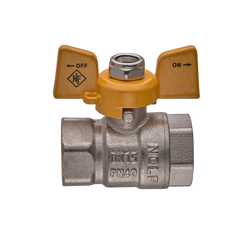 Кран кульовий Nolf NFC.712-06-1/2" латунь жовтий 1/2" FF ГГМ ручка "метелик"