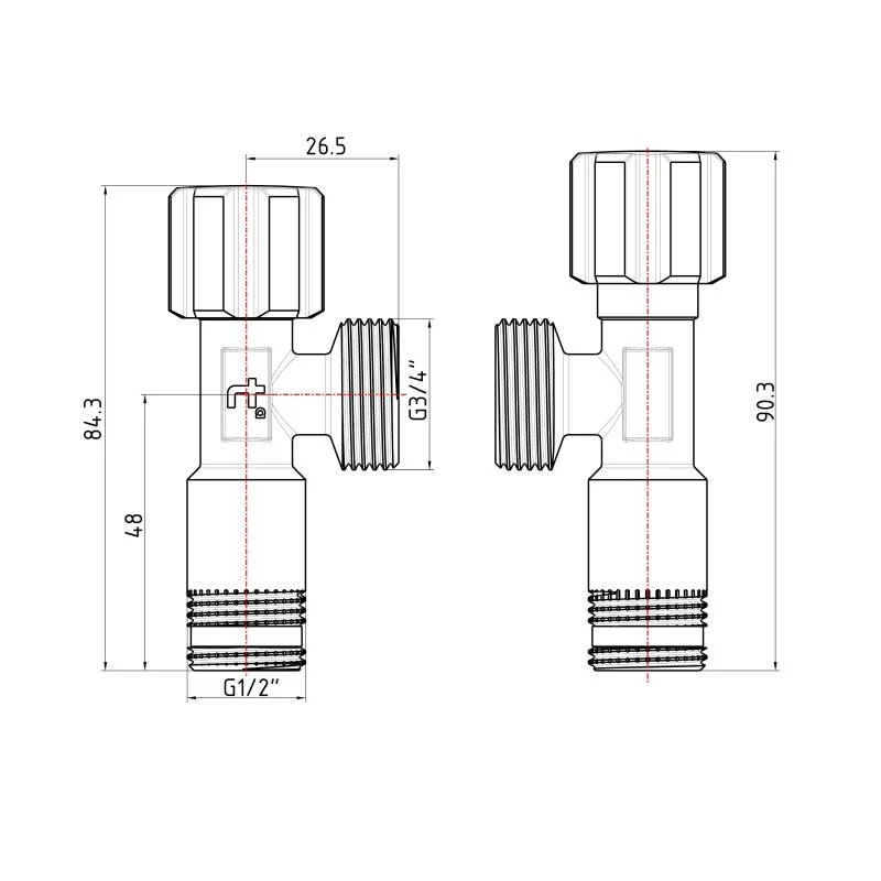 Кран кутовий Thermo Alliance Forte 1/2"З×3/4"З хром Міцні матеріали