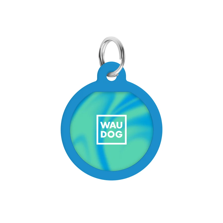 Адресник WAUDOG Smart ID з QR паспортом металевий 25 мм Градієнт блакитний