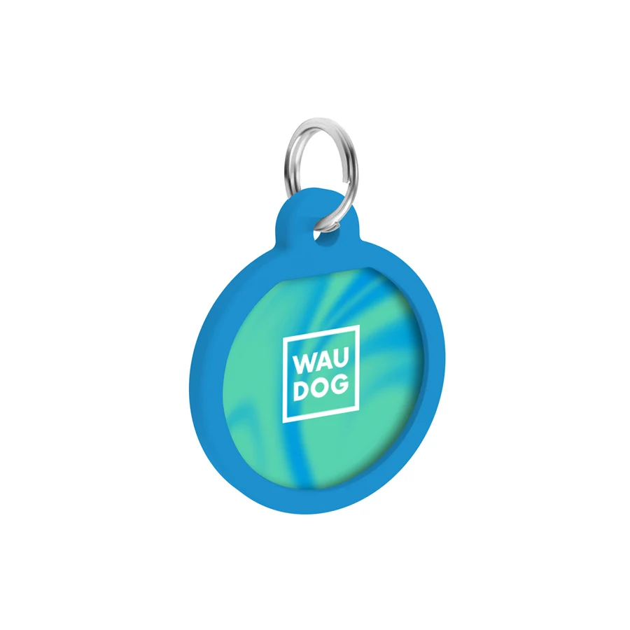 Адресник WAUDOG Smart ID з QR паспортом металевий 25 мм Градієнт блакитний