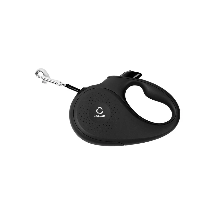 Повідець-рулетка CoLLaR S 5 м до 15 кг світловідбивна чорна ергономічна ручка