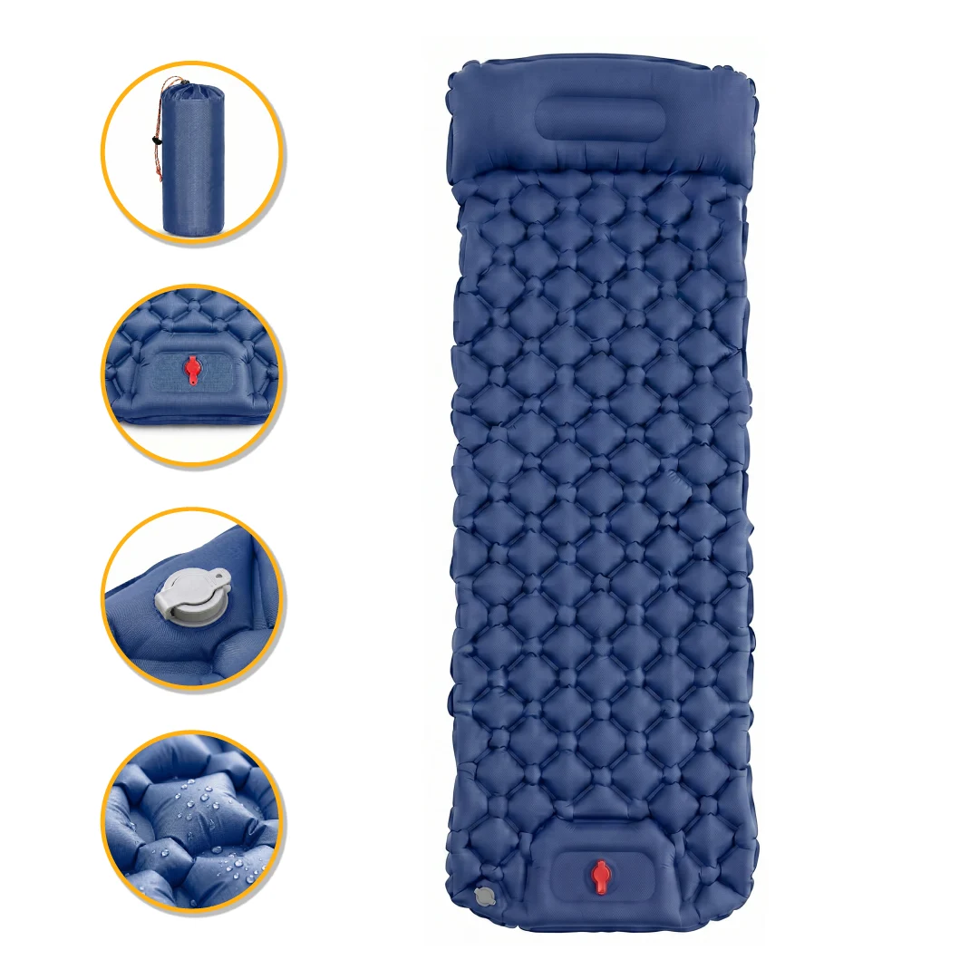 Надувний туристичний матрац LEOBRO Air Mat 190x60x5 см 40D нейлон синій