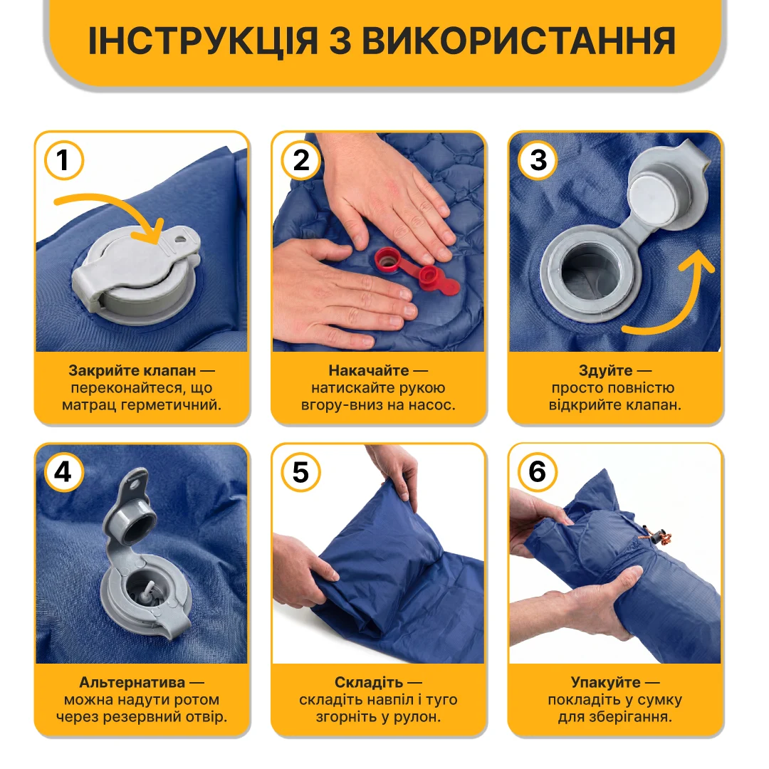 Надувний туристичний матрац LEOBRO Air Mat 190x60x5 см 40D нейлон синій