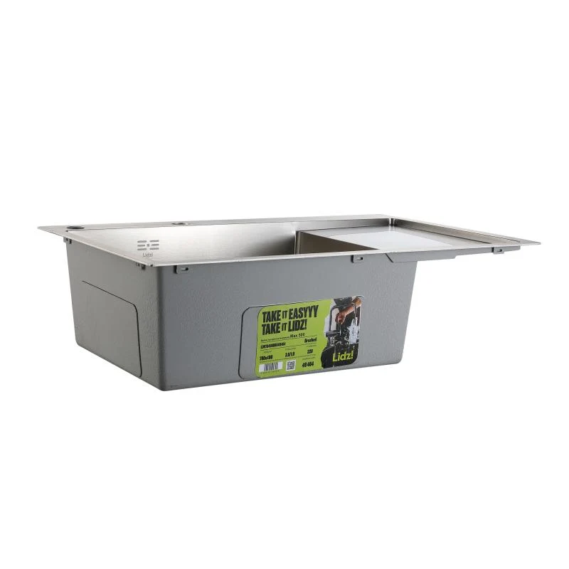 Мийка кухонна інтегрована Lidz Handmade Max 500 Brushed Steel 3,0/1,0 мм 500х780 мм праворуч