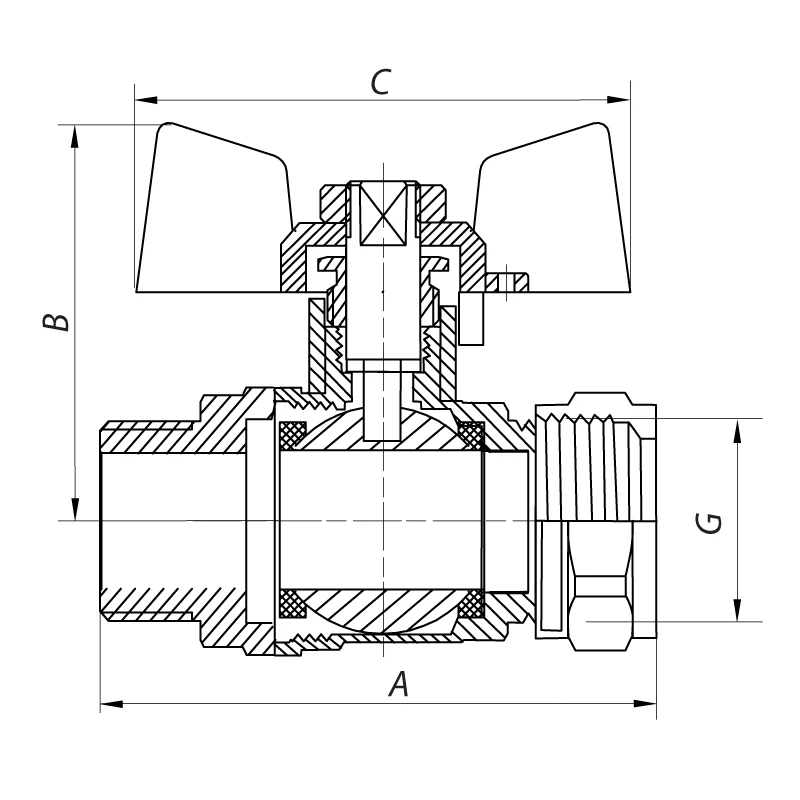 Кран кульовий WATERPRO WING 16x1/2" латунь золотий 16 Бар
