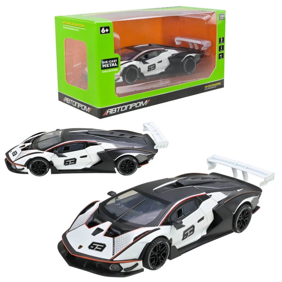 Іграшкова машинка Lamborghini AP7700 1:24 Білий метал, пластик 22x8,5x4,5 см