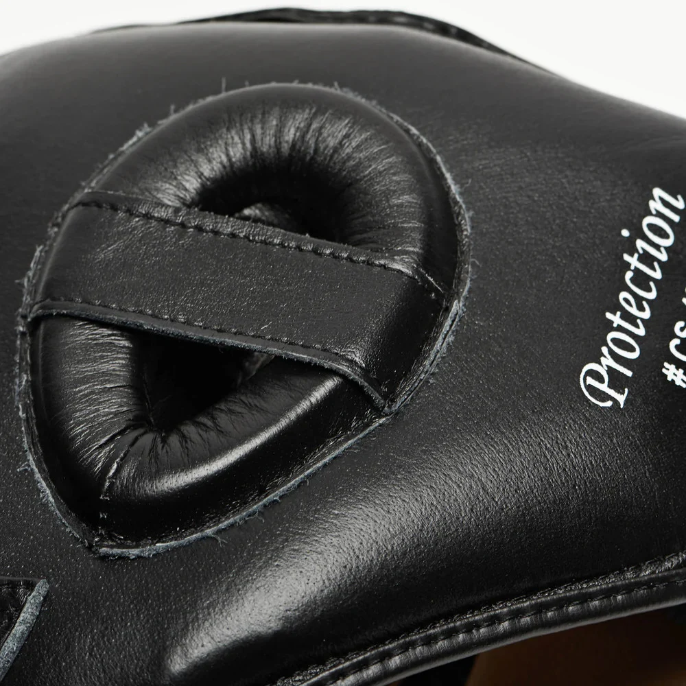 Боксерський шолом CS425 Protection з бампером 100% PU/PVC чорний L