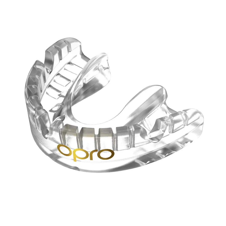 Капа OPRO Gold Braces двошарова медичний полімер прозора для контактних видів спорту 11+