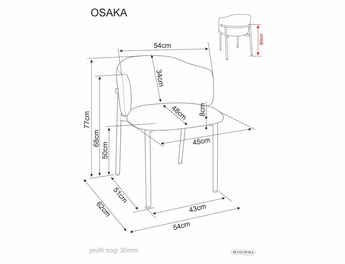 Стілець OSAKA D кухонний бежевий TAP.253 тканина метал 30 мм