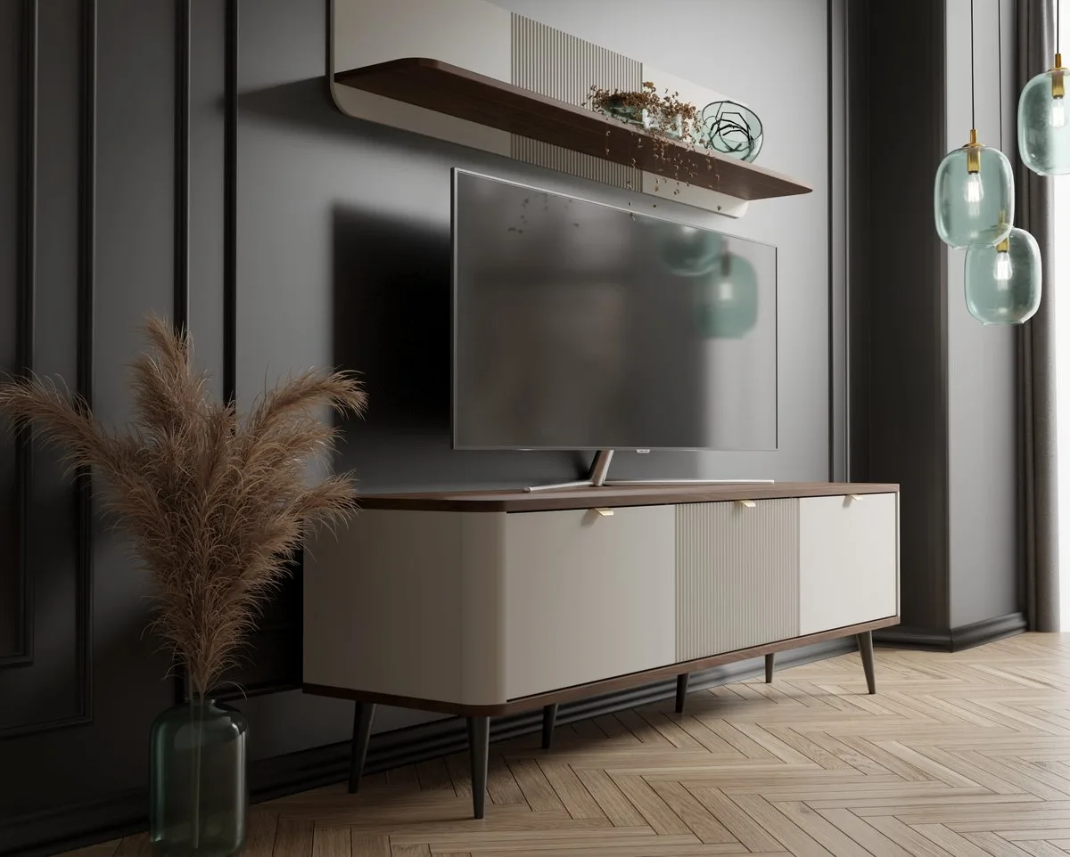 Тумба під телевізор MARLY REG 14 130x52x40 см ЛДСП/МДФ кашемір/горіх