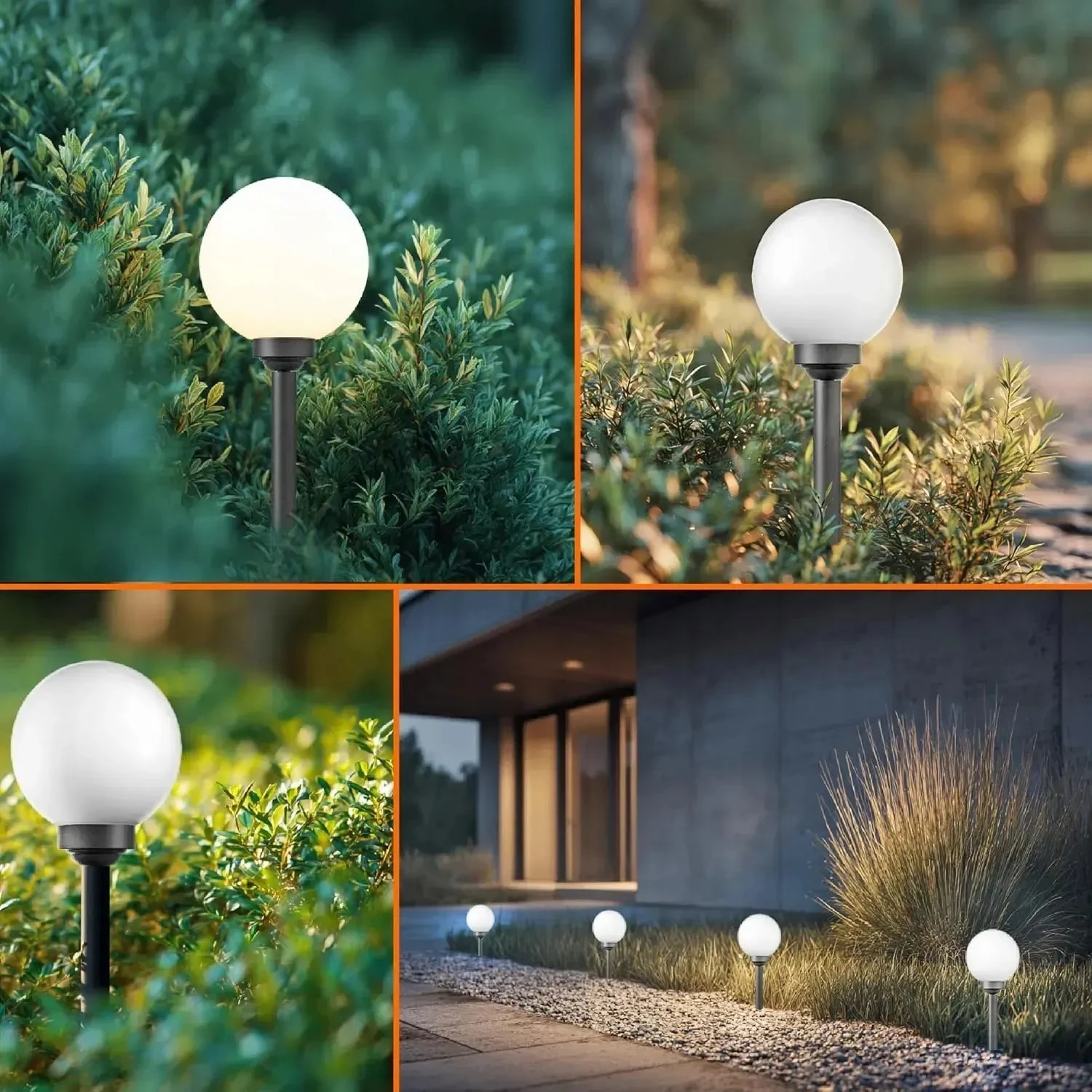 Світильник садовий LED куля 10 см Прозорий пластик IP44 6 шт (набір 6 шт)