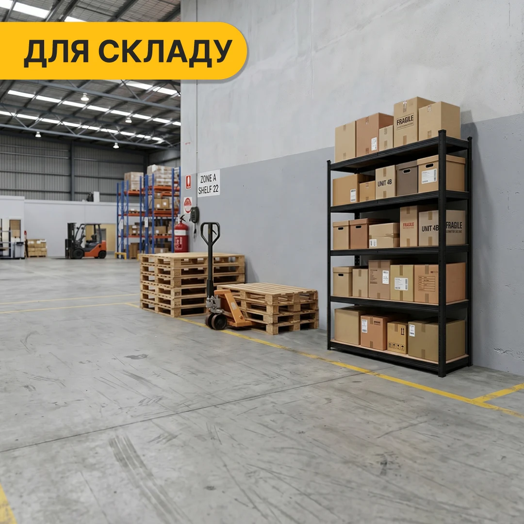 Стелаж LEOBRO Premium Black 180х100х50 см МДФ чорний 5 полок 200 кг/полка
