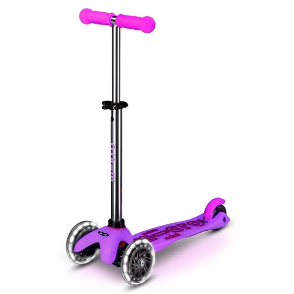 Триколісний самокат Micro Mini Deluxe Glow LED 30х11х6 см пластик рожевий