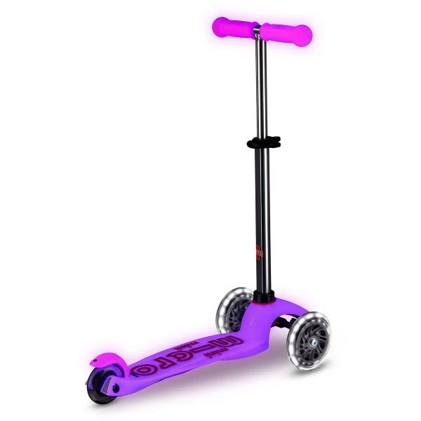 Триколісний самокат Micro Mini Deluxe Glow LED 30х11х6 см пластик рожевий