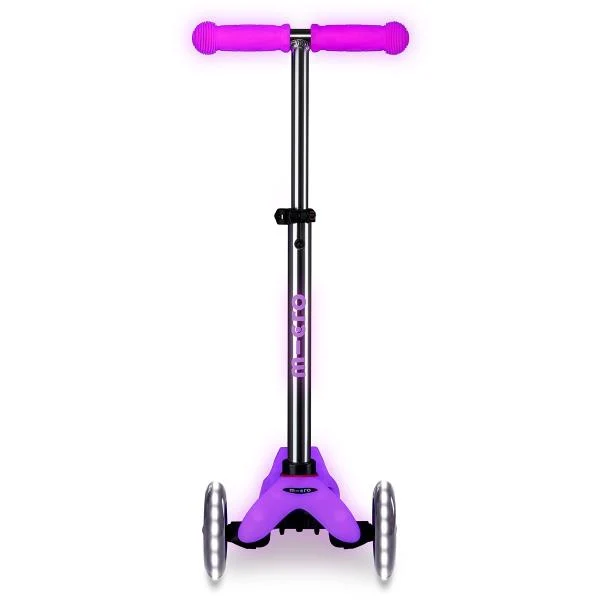 Триколісний самокат Micro Mini Deluxe Glow LED 30х11х6 см пластик рожевий